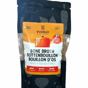 YDOLO Bottenbouillon Bio Kalkoen voor honden, een natuurlijke en voedzame ondersteuning voor de gezondheid.
