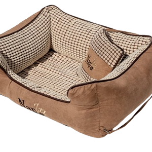 NapZZZ hondenmand beige 80x60 cm met hoge rand en stevig kussen.